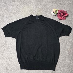 Vintage Black Short Sleeve Sweater by Duvet, Thin Material Size XL
